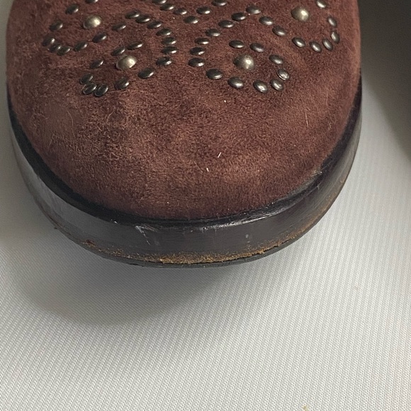 Le Pepe Italian womens Brown suede to the knee boots buckles Size 7 Plum Color - Picture 16 of 16